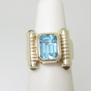 Natural Aquamarine Ring Gold Size 5.25